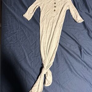 LOU LOU Heather Grey Knotted Baby Gown